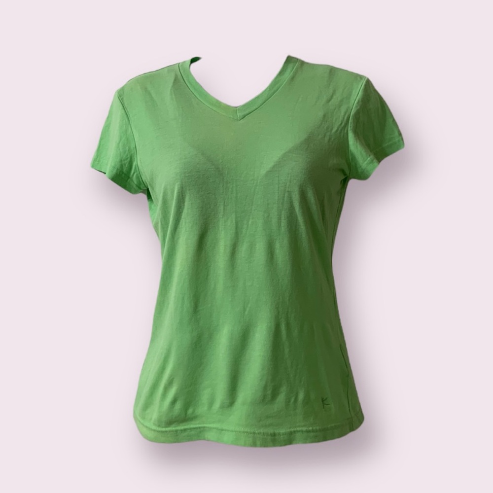 Green Danskin Activewear V-Neck T-Shirt